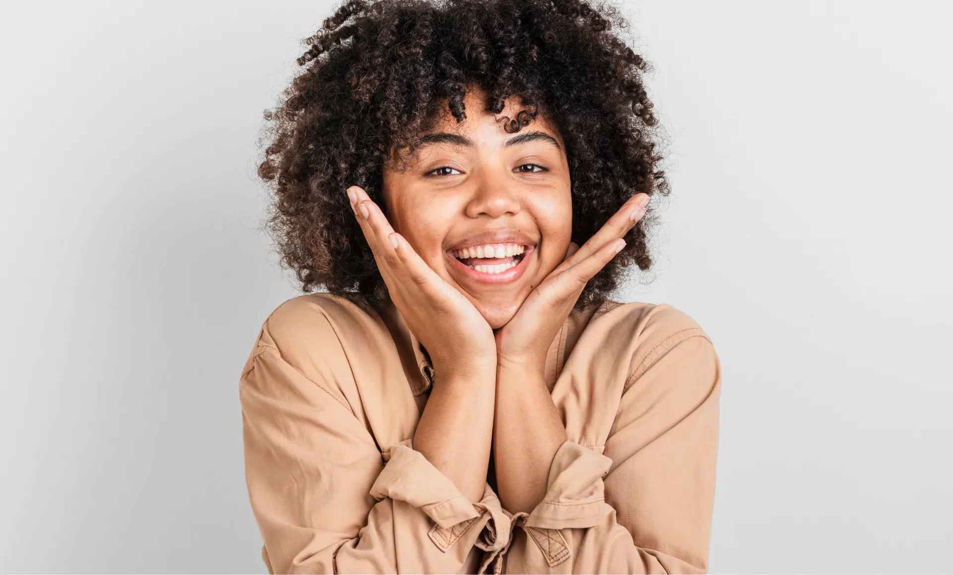 Woman With Bright Smile After Teeth Whitening